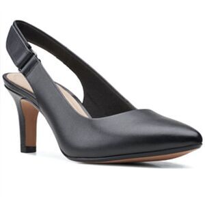 Collection by Clark’s ILLEANA POPPY Black Leather Pointed Toe Pump Heels NWOB